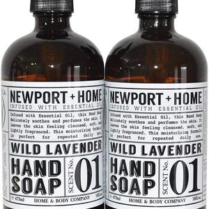 2 Pack Glass Bottle Newport + Home Hand Soap, Wild Lavender + Rosemary Mint